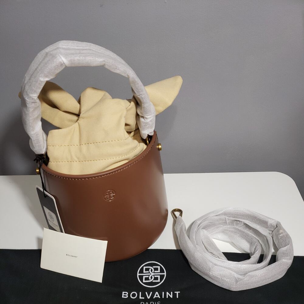 Bolvaint Paris Antoinette Bucket Bag – Chocolate Brown Leather & Cream